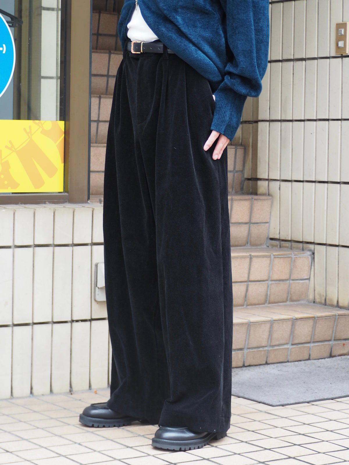 superNova. Corduroy Baggy Utility Trousers / Black