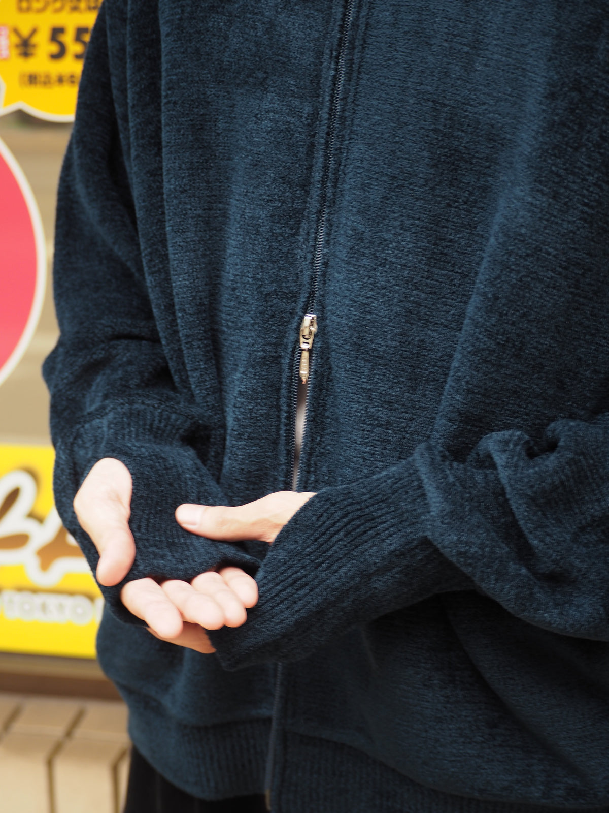 9月中発送予定 superNova. Velvet Drivers Knit Jacket / Navy