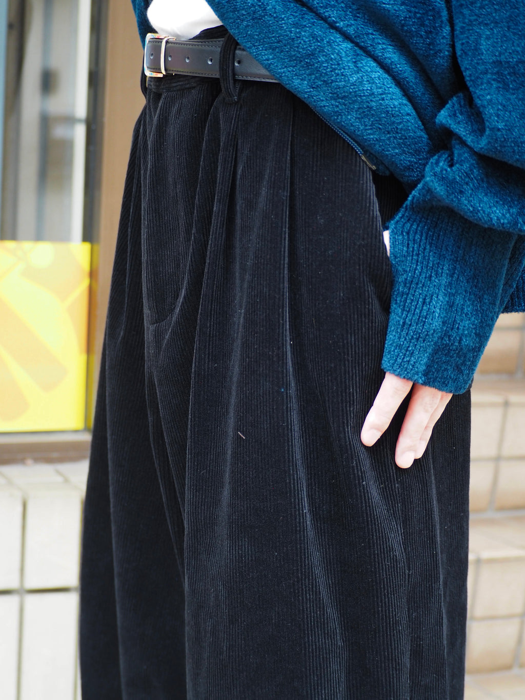 superNova. Corduroy Baggy Utility Trousers / Black