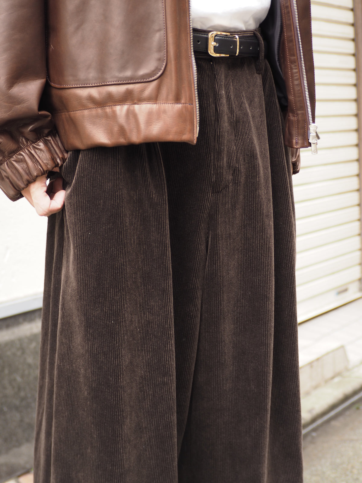 superNova. Corduroy Baggy Utility Trousers / Chocolate