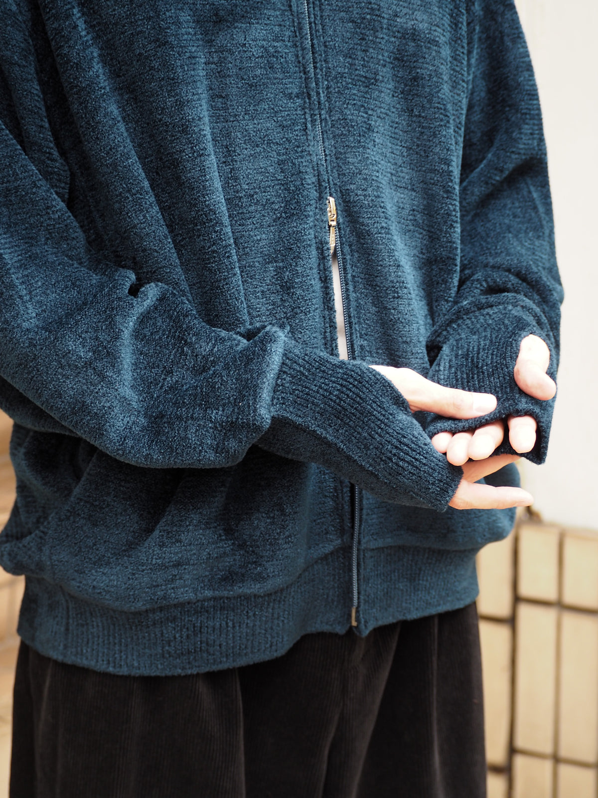 9月中発送予定 superNova. Velvet Drivers Knit Jacket / Navy
