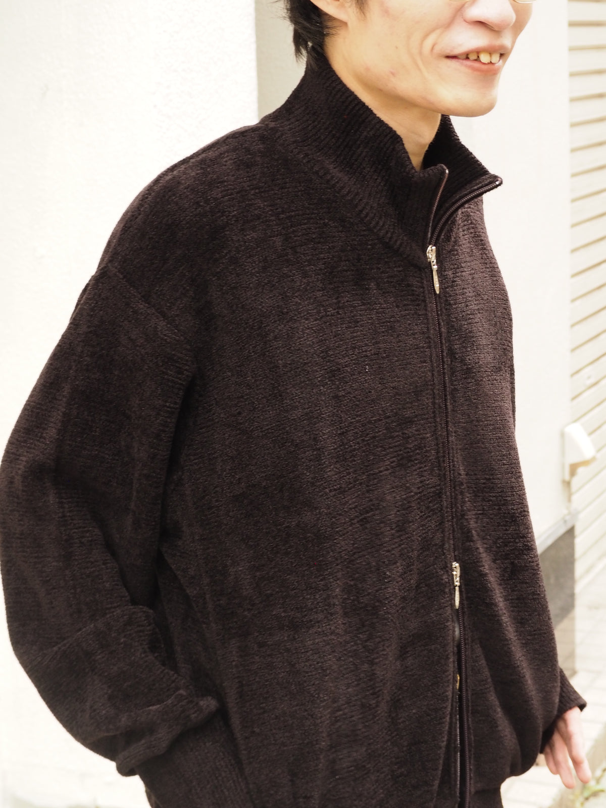 9月中発送予定 superNova. Velvet Drivers Knit Jacket / Brown