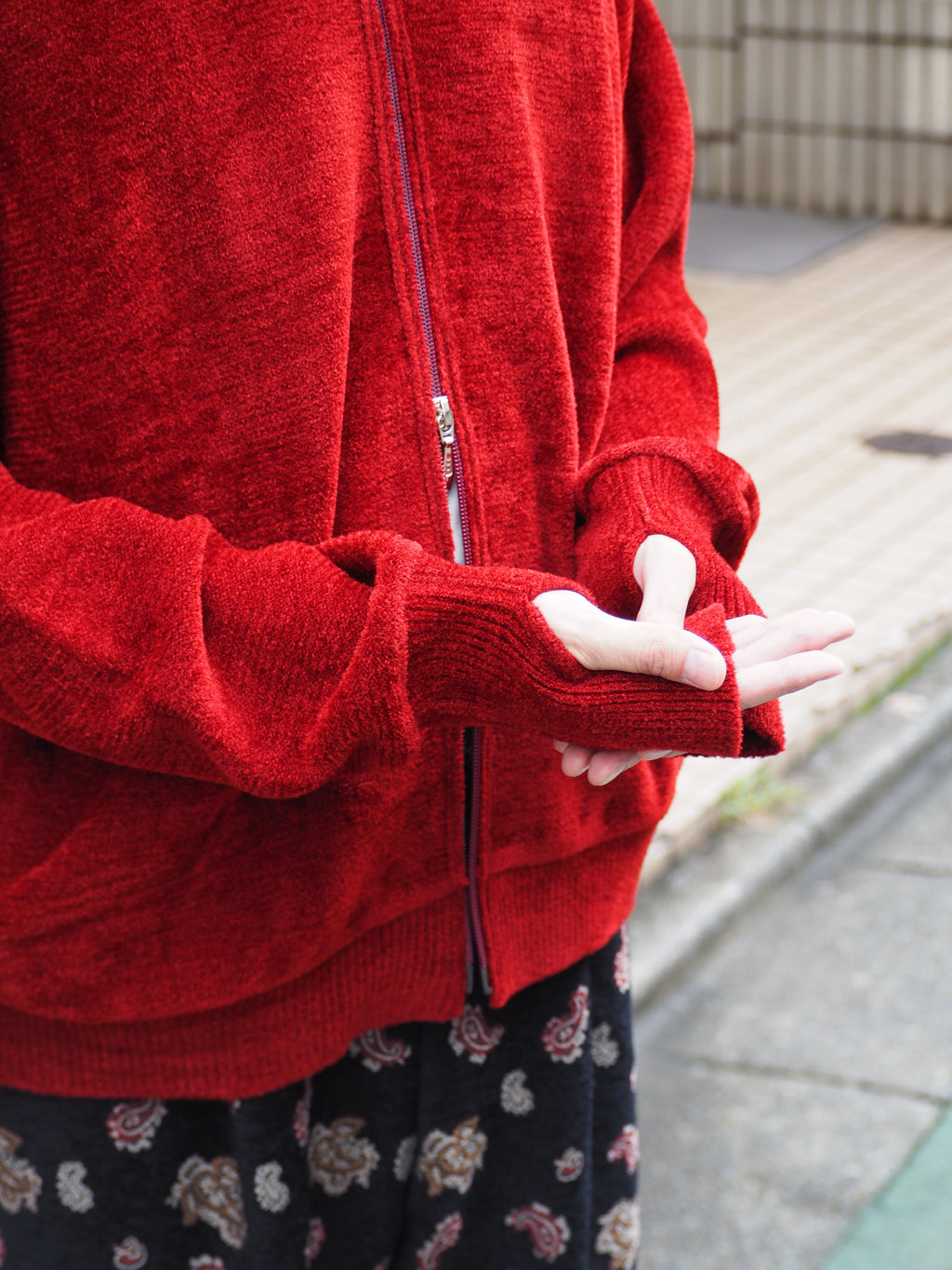 9月中発送予定 superNova. Velvet Drivers Knit Jacket / Red