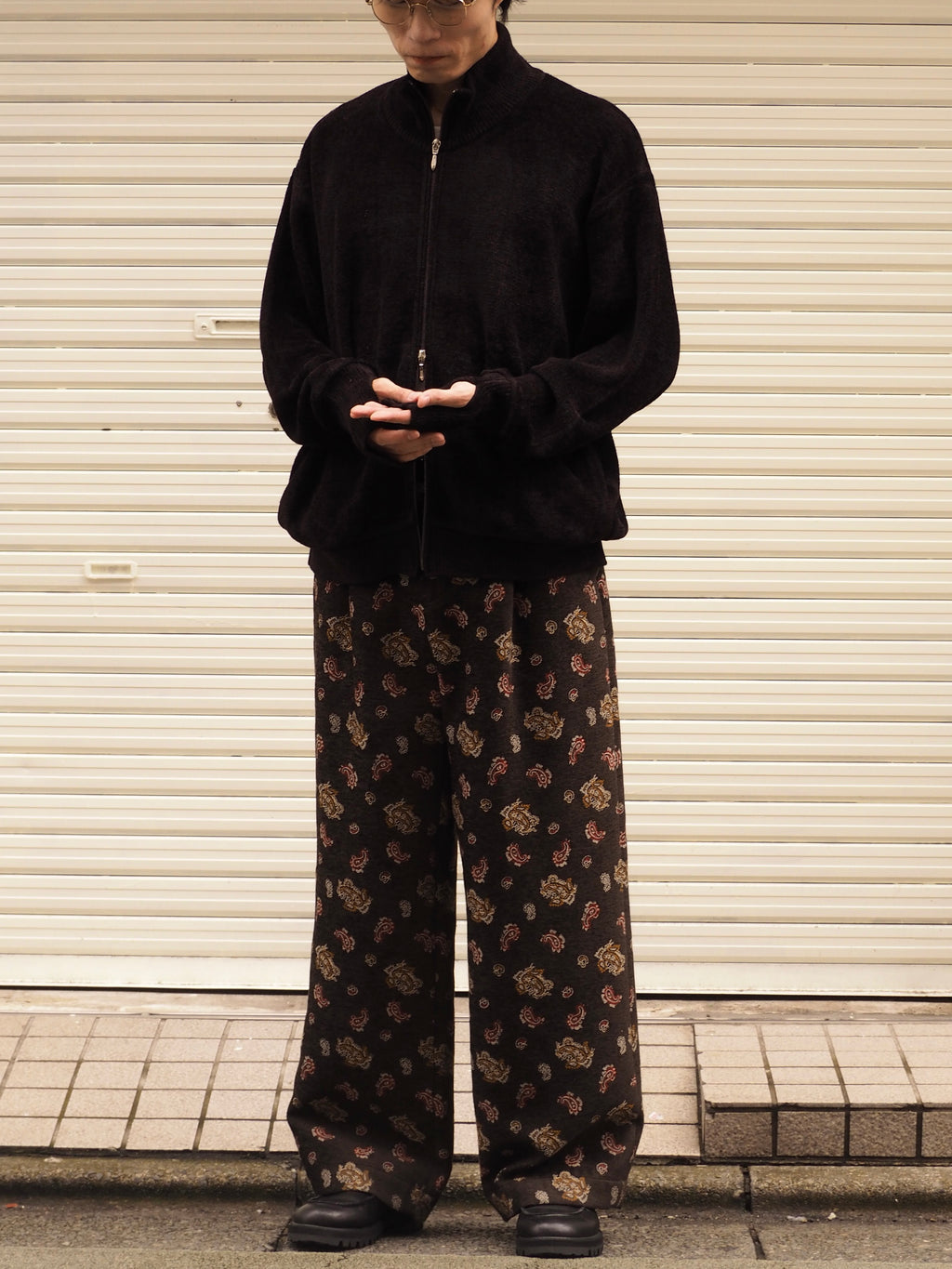 9月中発送予定 superNova. Velvet Drivers Knit Jacket / Brown