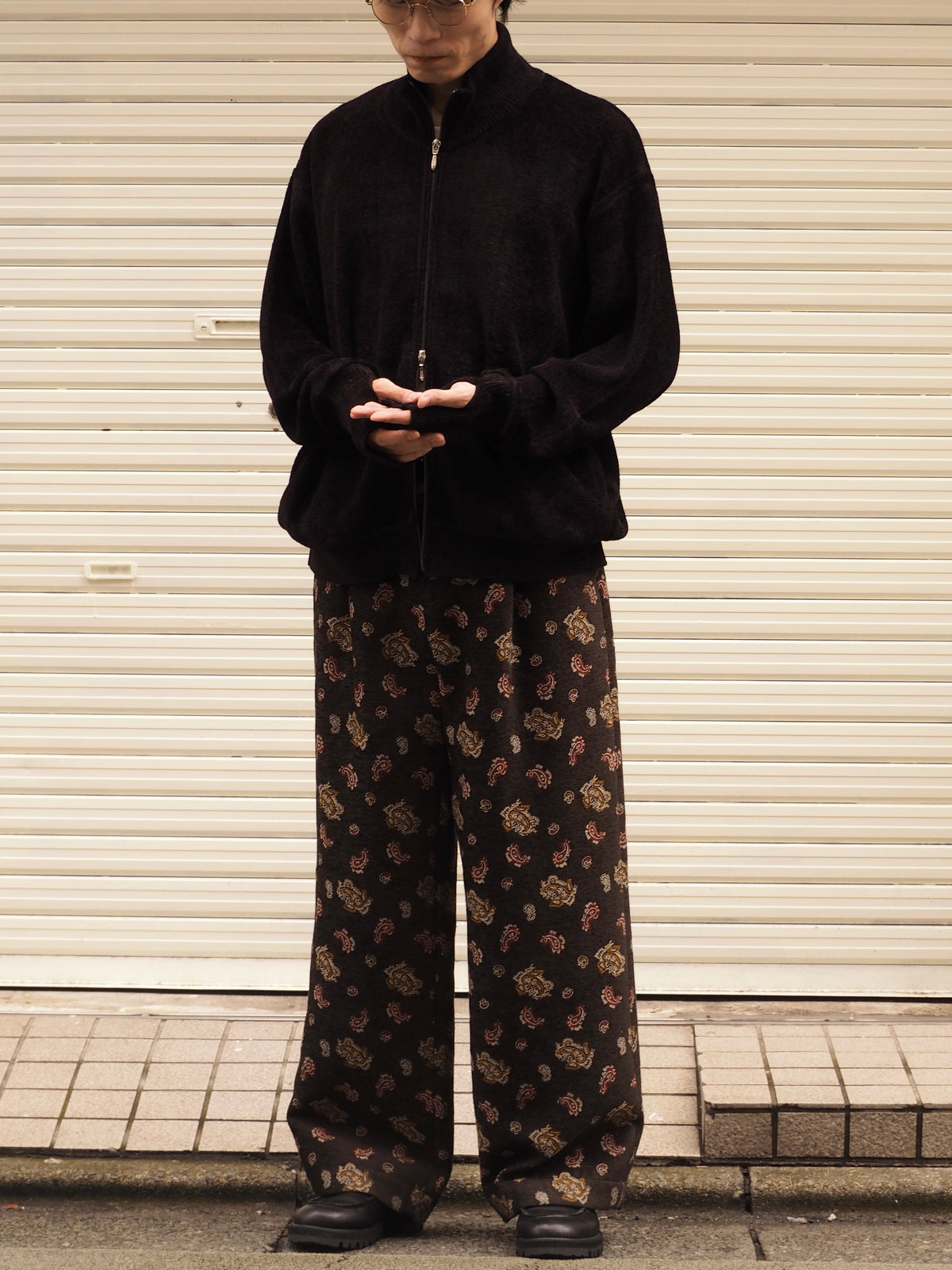 9月中発送予定 superNova. Velvet Drivers Knit Jacket / Brown