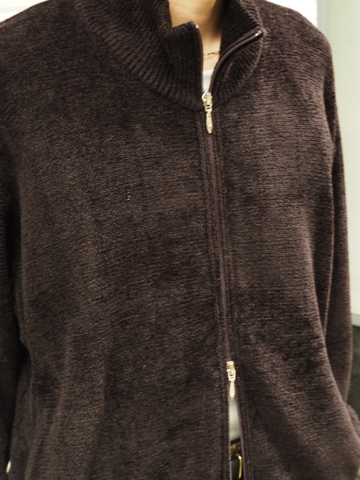 9月中発送予定 superNova. Velvet Drivers Knit Jacket / Brown