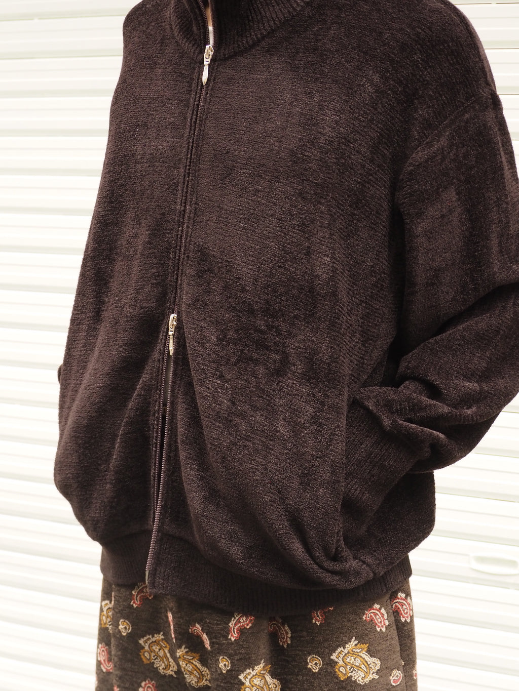 9月中発送予定 superNova. Velvet Drivers Knit Jacket / Brown