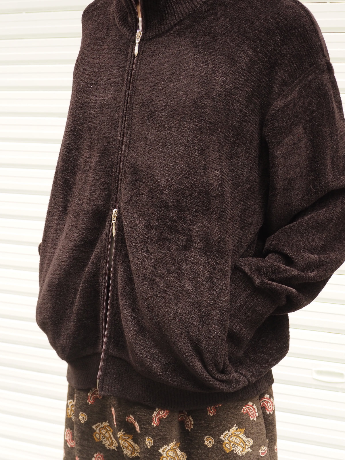 9月中発送予定 superNova. Velvet Drivers Knit Jacket / Brown
