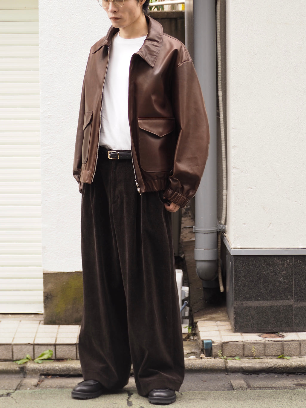 superNova. Corduroy Baggy Utility Trousers / Chocolate