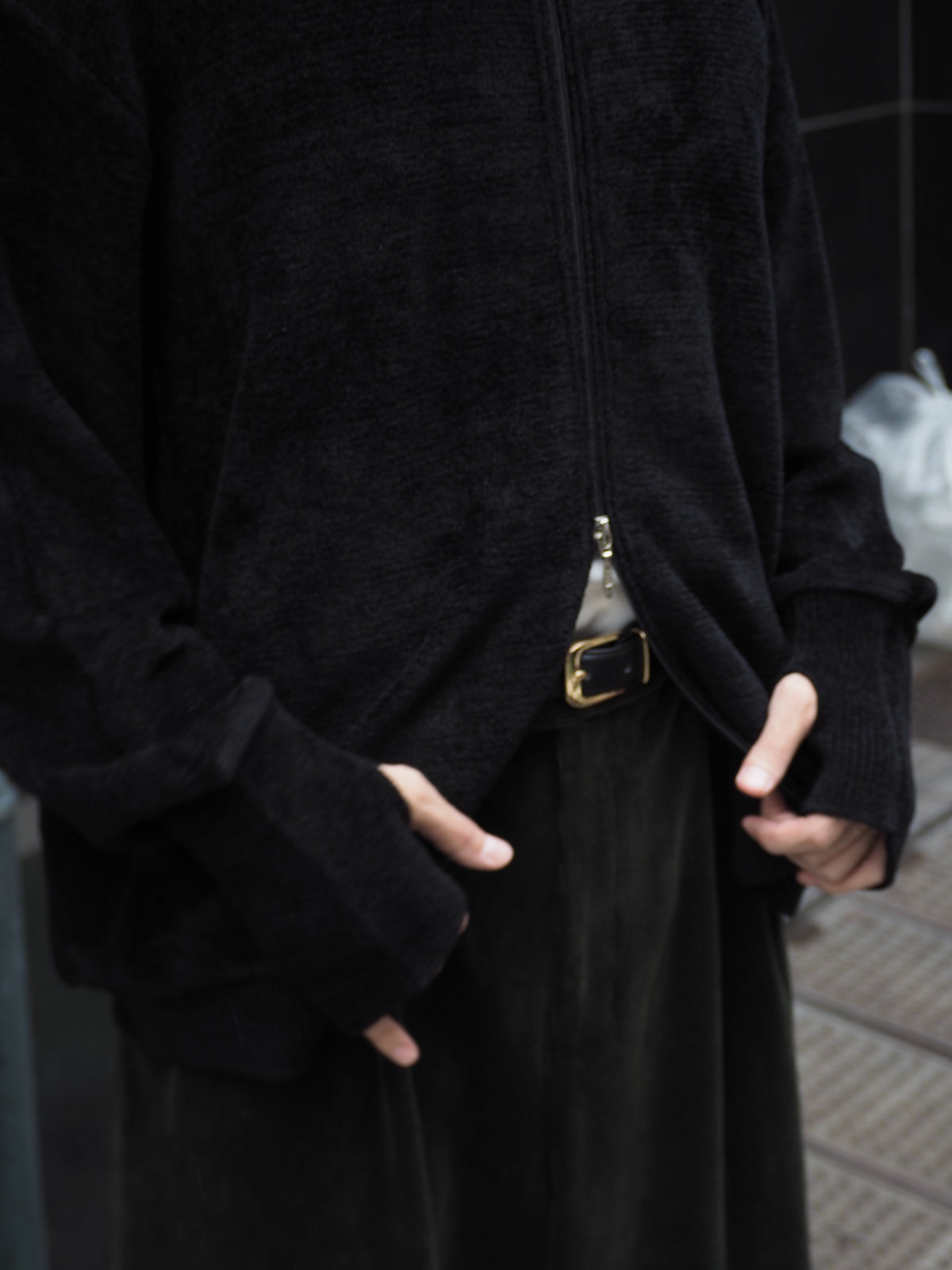 9月中発送予定 superNova. Velvet Drivers Knit Jacket / Black