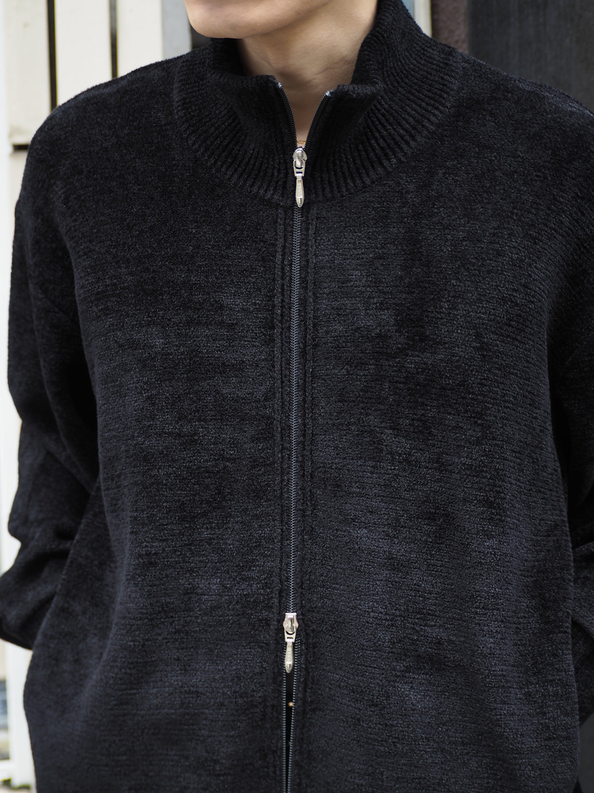 9月中発送予定 superNova. Velvet Drivers Knit Jacket / Black