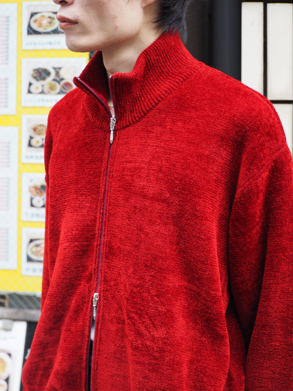 9月中発送予定 superNova. Velvet Drivers Knit Jacket / Red