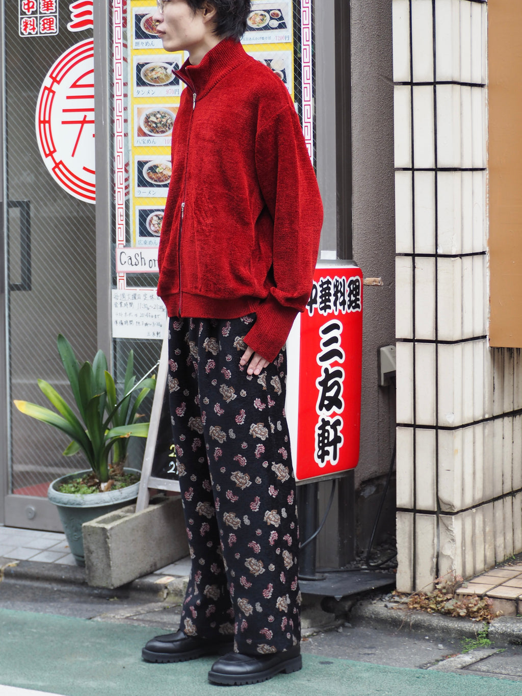 9月中発送予定 superNova. Velvet Drivers Knit Jacket / Red