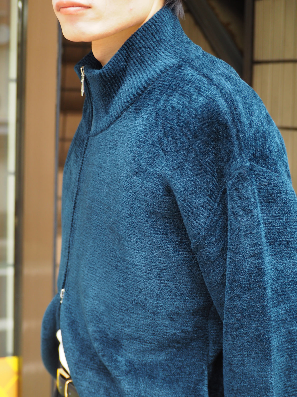9月中発送予定 superNova. Velvet Drivers Knit Jacket / Navy