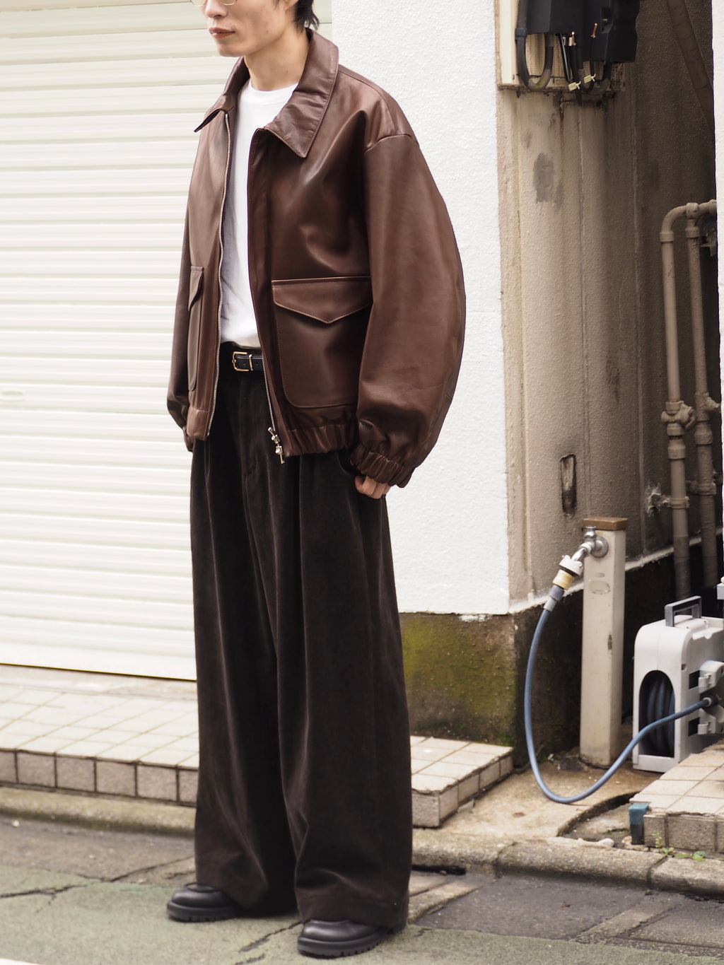 superNova. Corduroy Baggy Utility Trousers / Chocolate