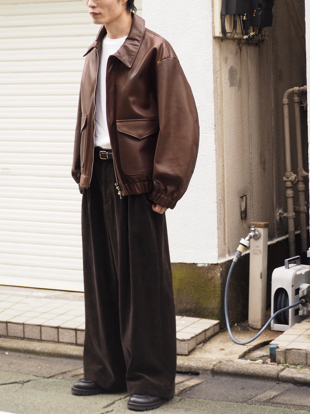 superNova. Corduroy Baggy Utility Trousers / Chocolate