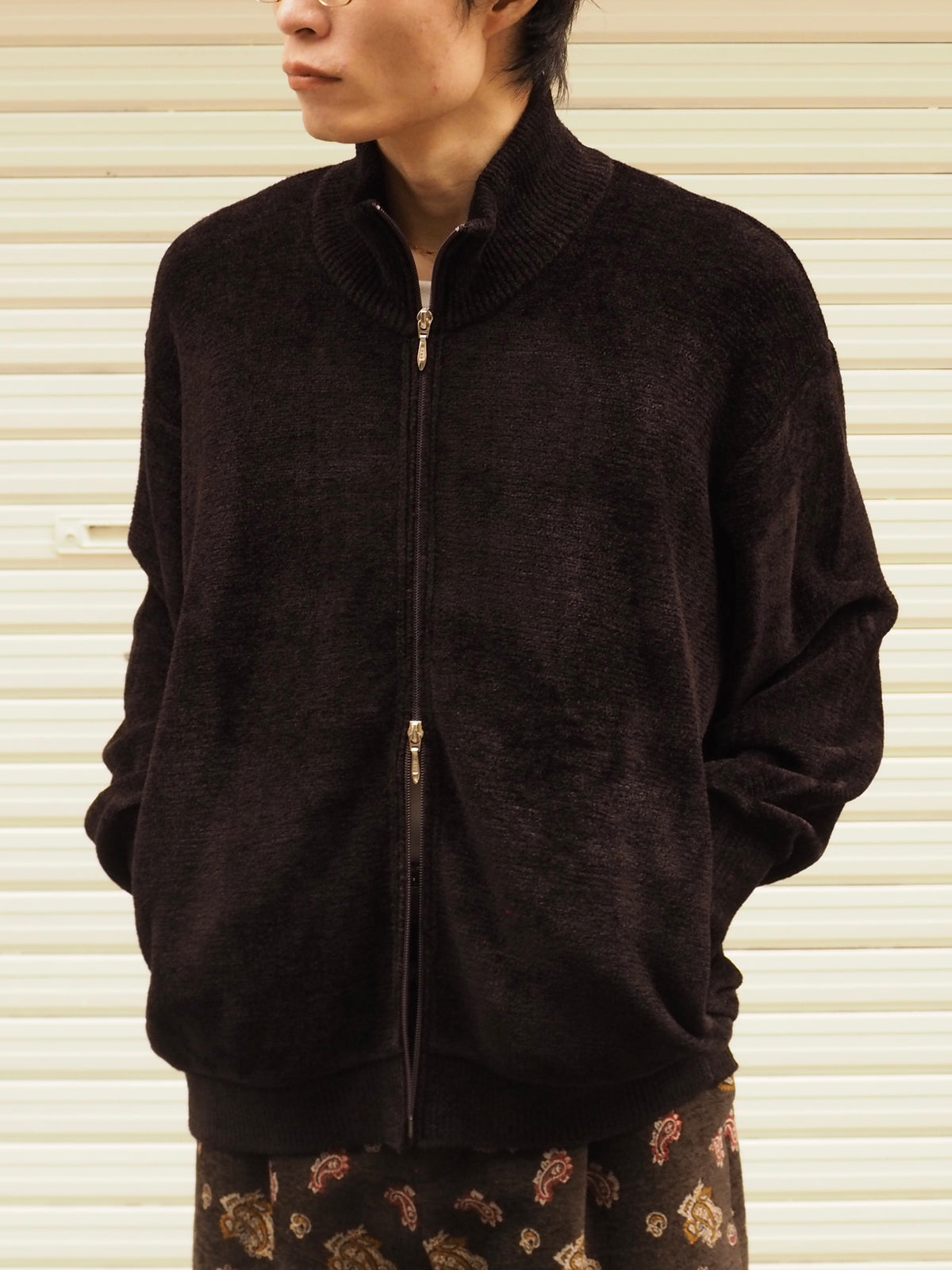 9月中発送予定 superNova. Velvet Drivers Knit Jacket / Brown