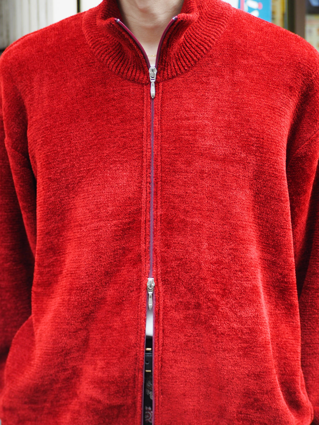 9月中発送予定 superNova. Velvet Drivers Knit Jacket / Red