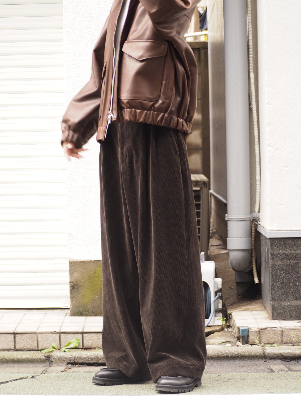 superNova. Corduroy Baggy Utility Trousers / Chocolate