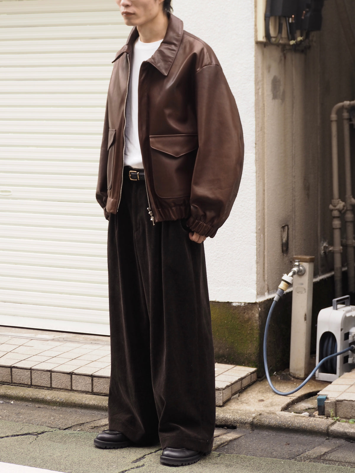 superNova. Corduroy Baggy Utility Trousers / Chocolate