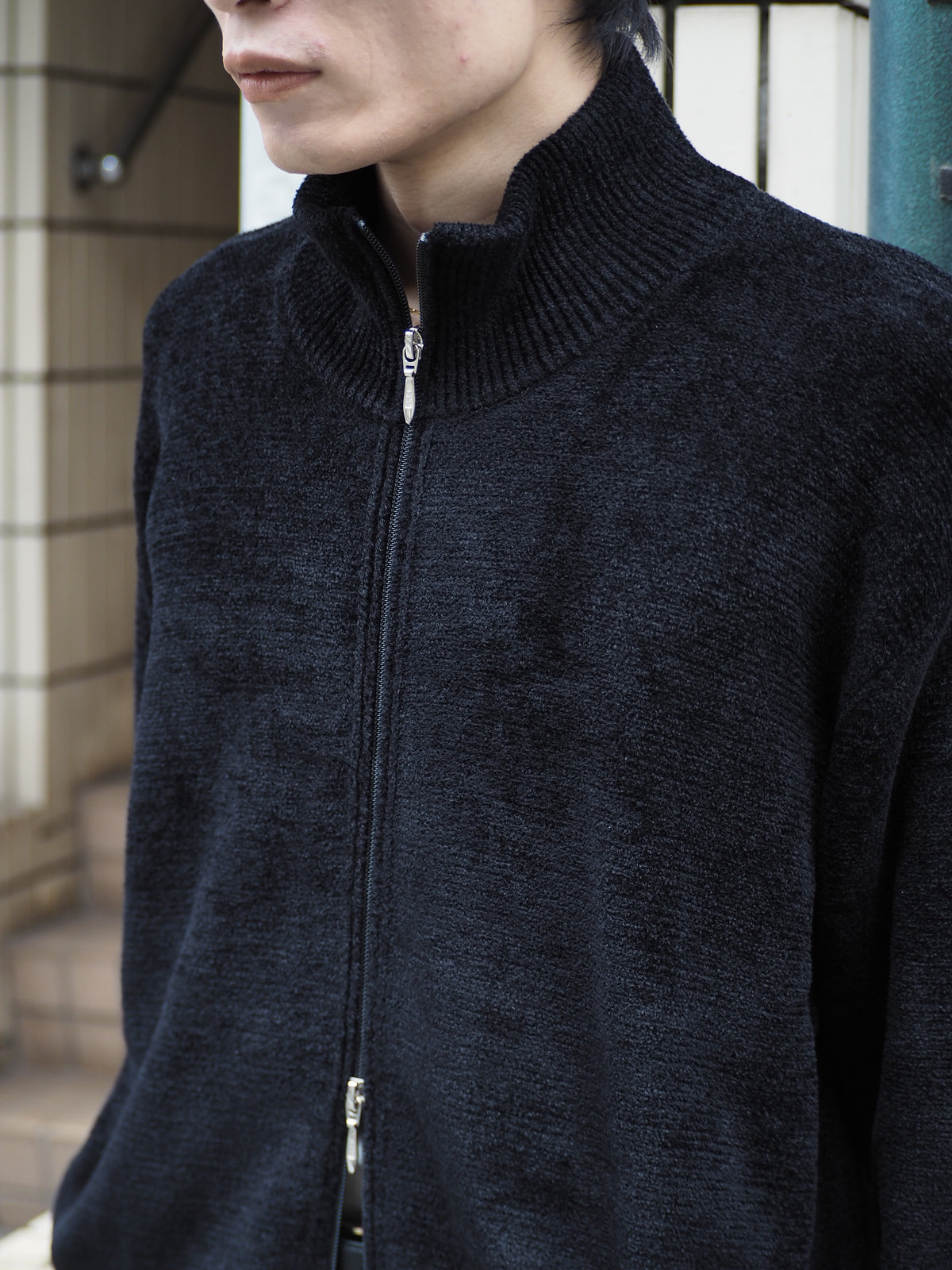 9月中発送予定 superNova. Velvet Drivers Knit Jacket / Black