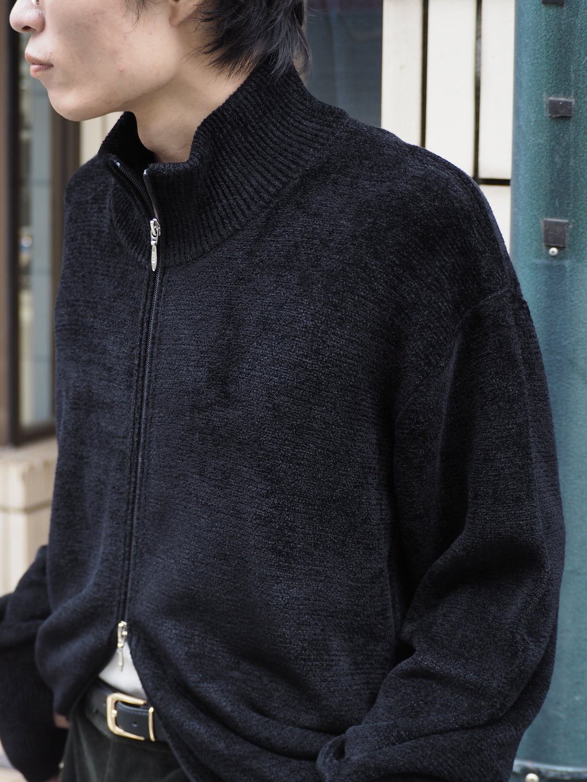 9月中発送予定 superNova. Velvet Drivers Knit Jacket / Black