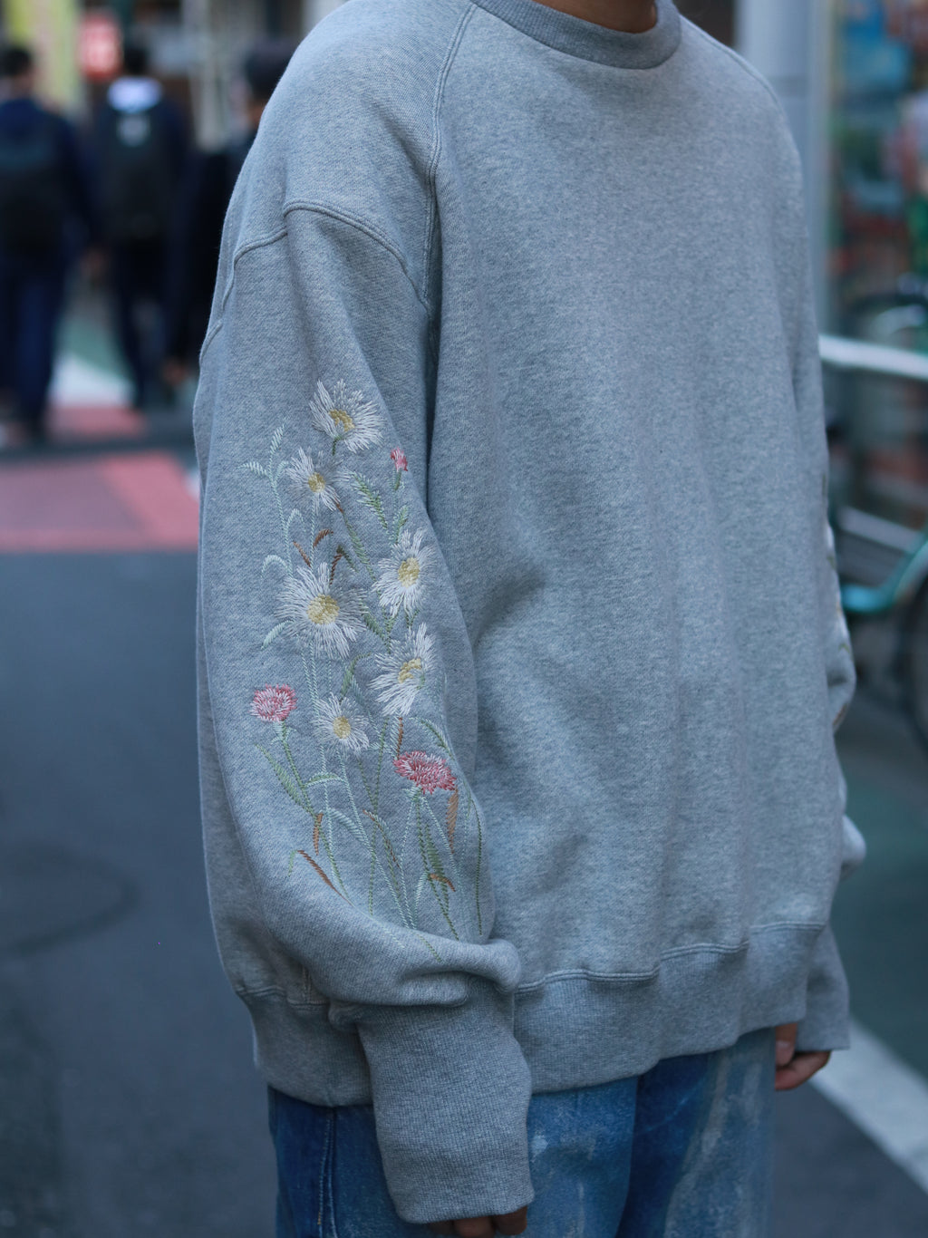 superNova. Ex.Embroidery crew sweat / Gray
