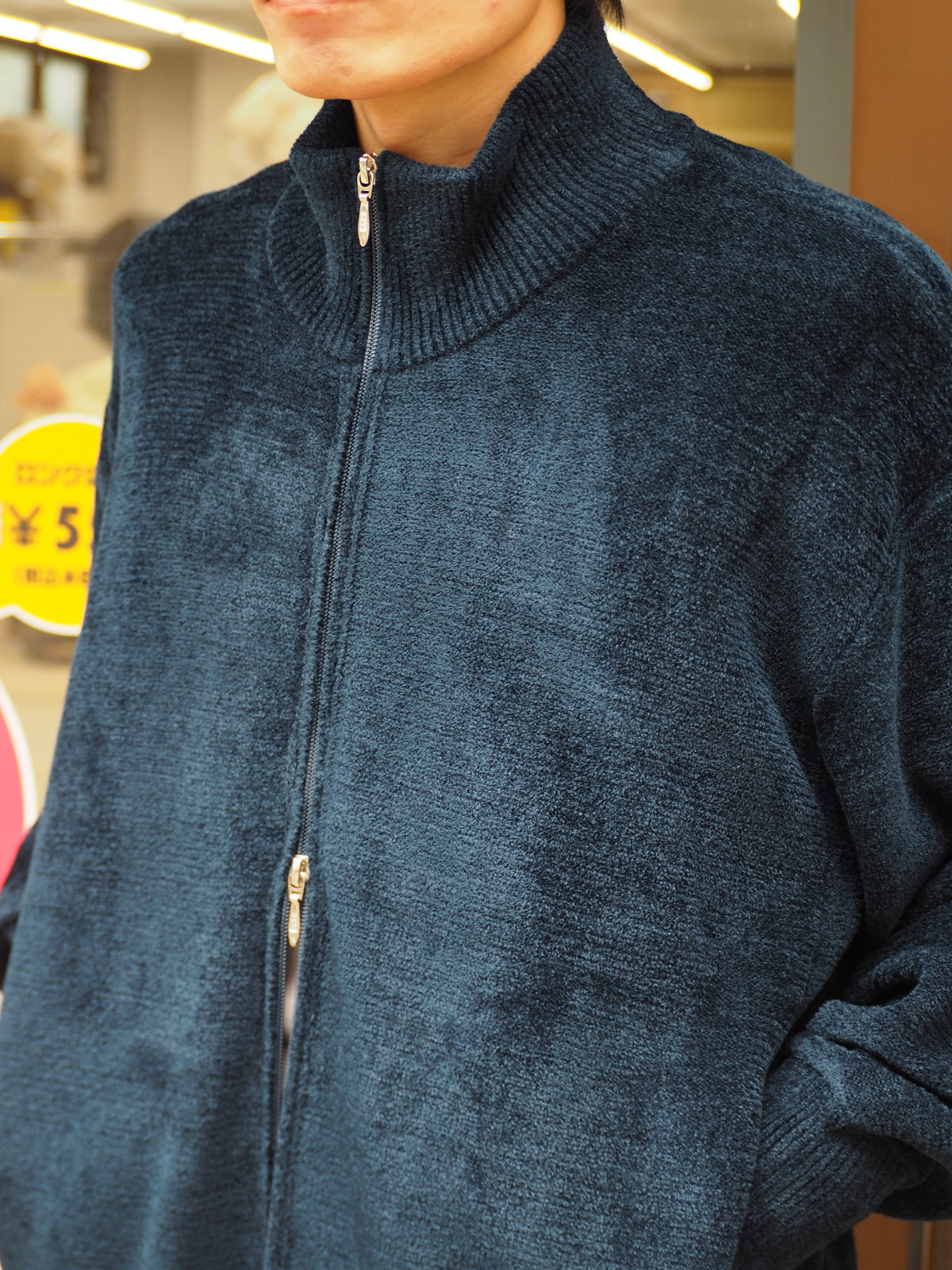 9月中発送予定 superNova. Velvet Drivers Knit Jacket / Navy