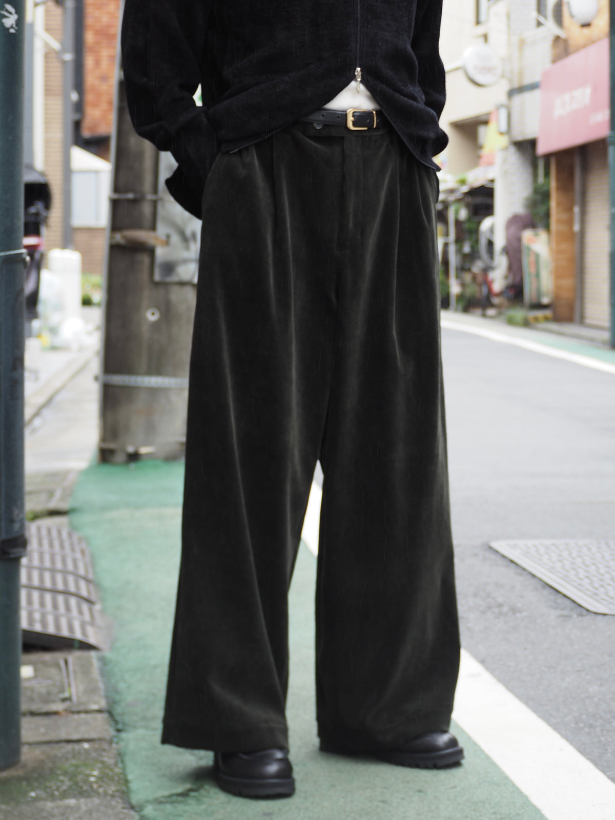 superNova. Corduroy Baggy Utility Trousers / Green