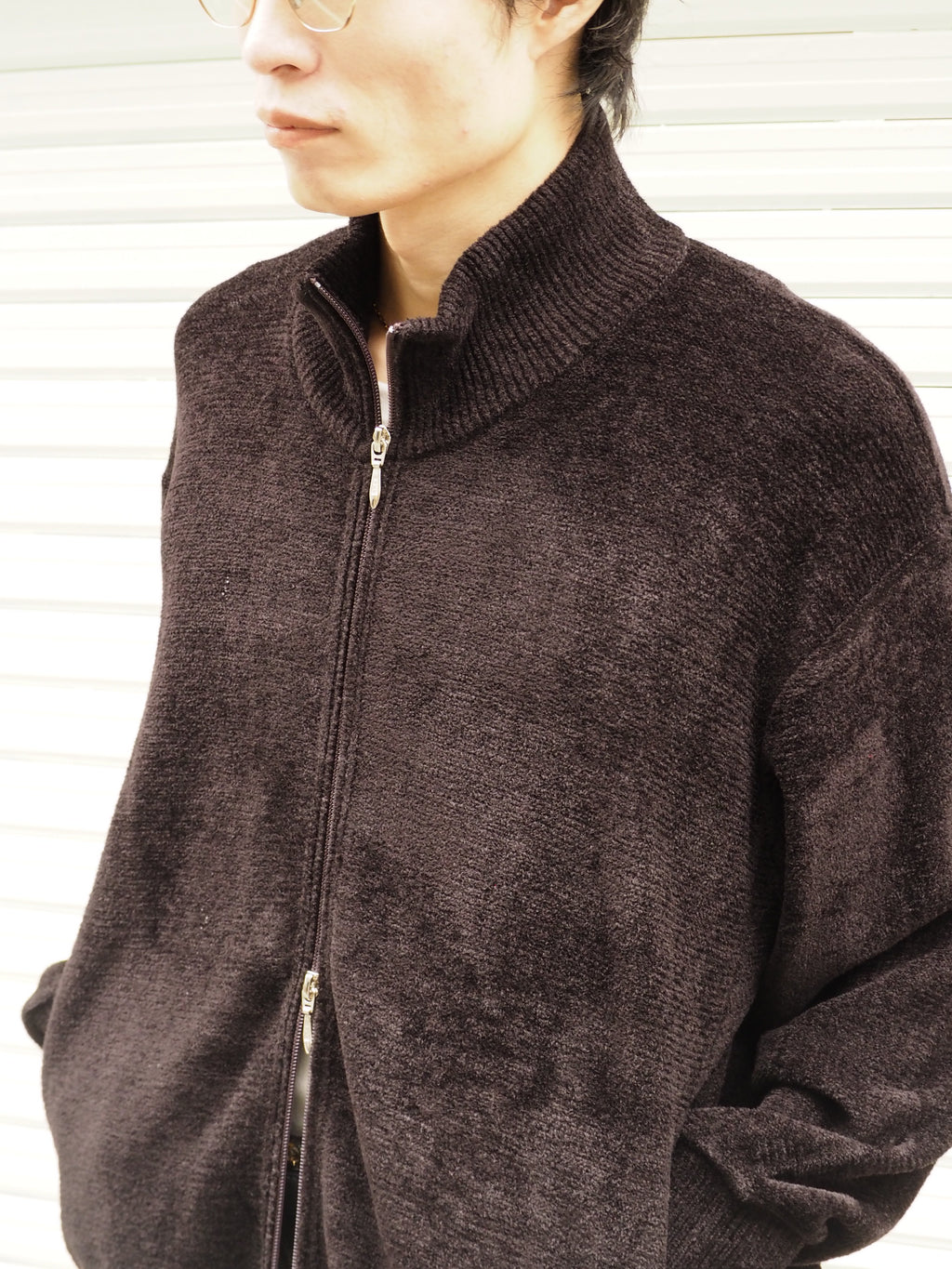 9月中発送予定 superNova. Velvet Drivers Knit Jacket / Brown