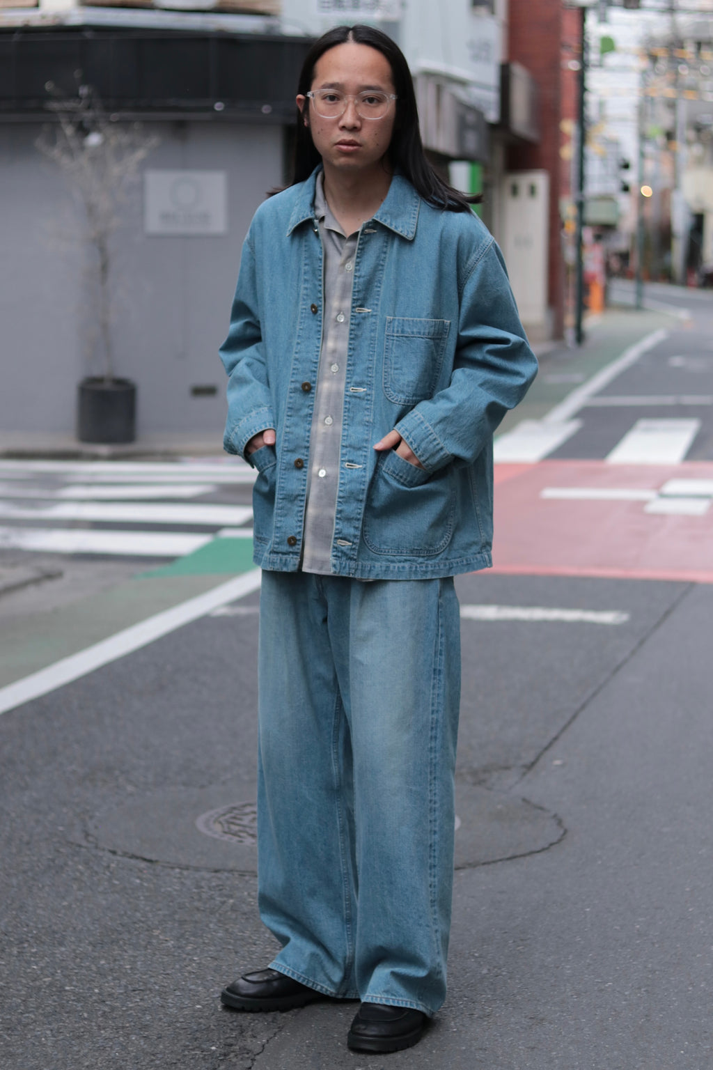 superNova. Coverall jacket - 9.5oz denim / Light indigo