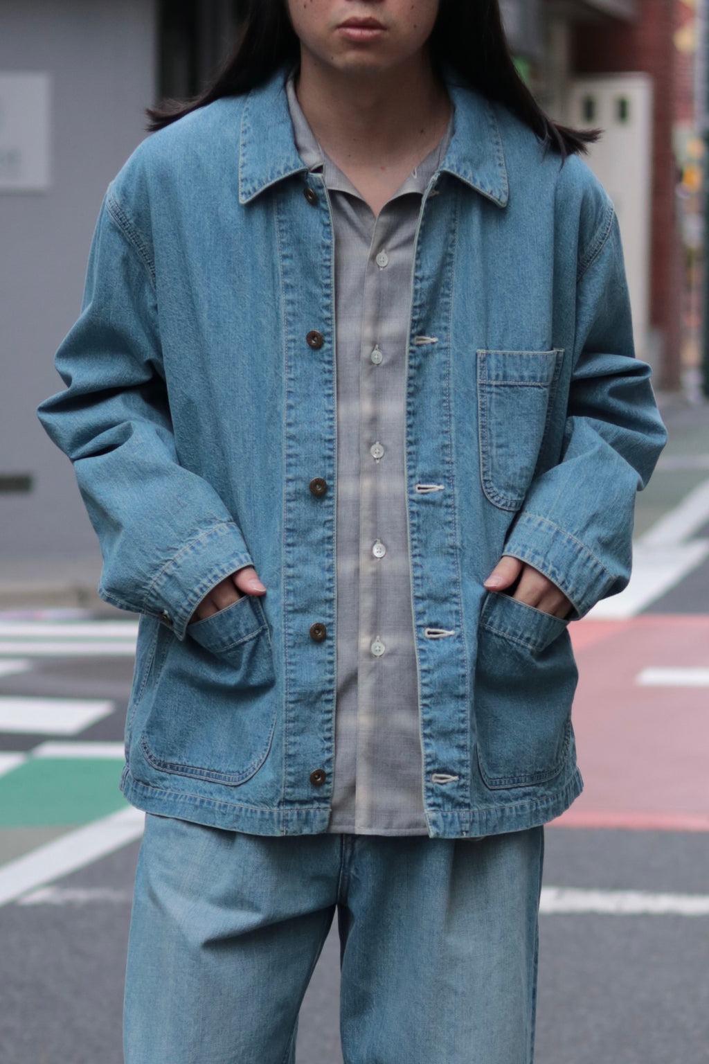 superNova. Coverall jacket - 9.5oz denim / Light indigo
