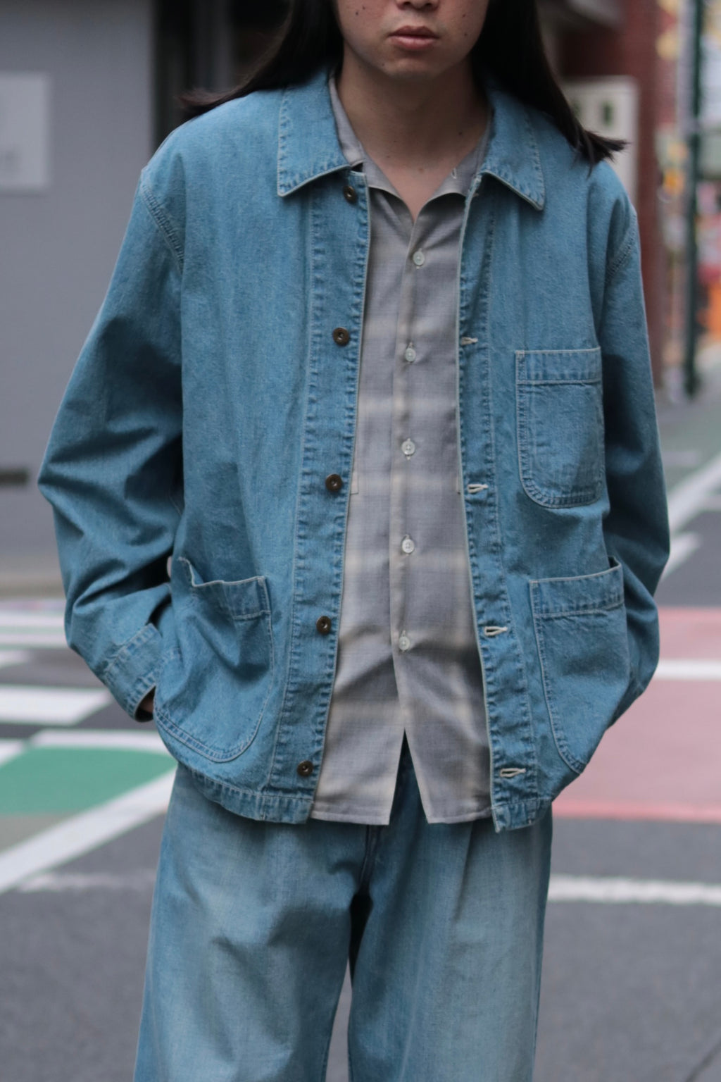 superNova. Coverall jacket - 9.5oz denim / Light indigo
