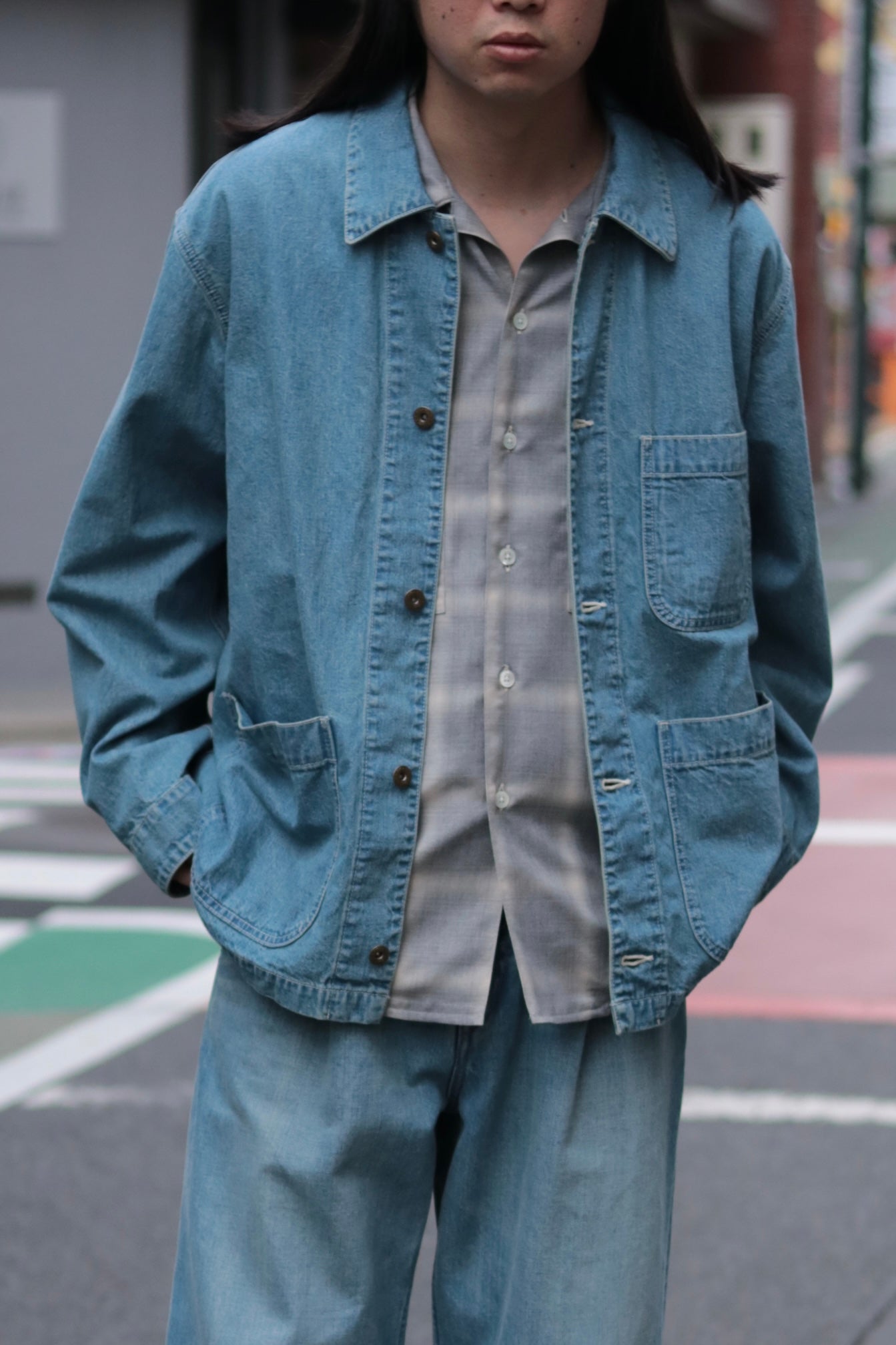 superNova. Coverall jacket - 9.5oz denim / Light indigo