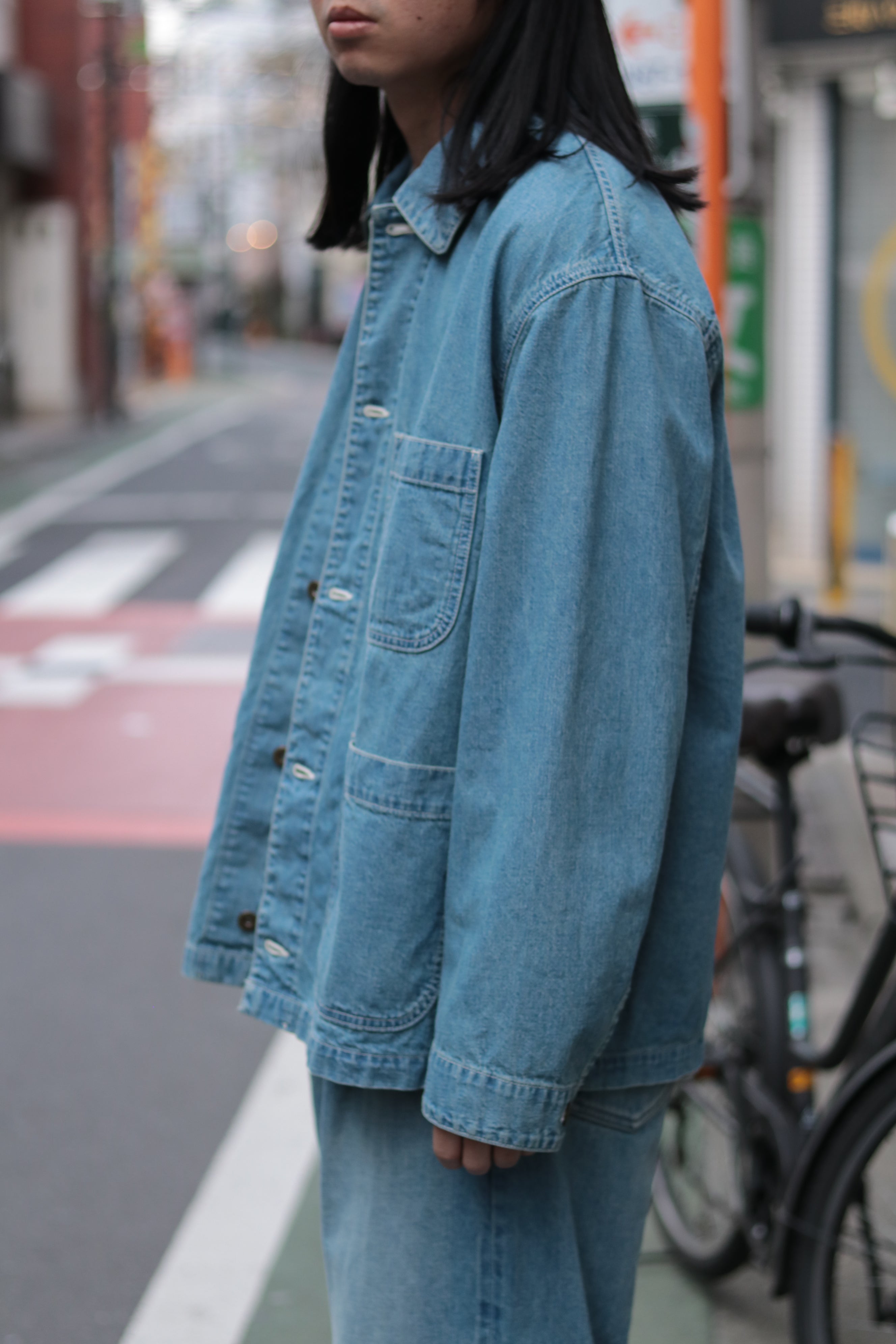 superNova. Coverall jacket - 9.5oz denim / Light indigo