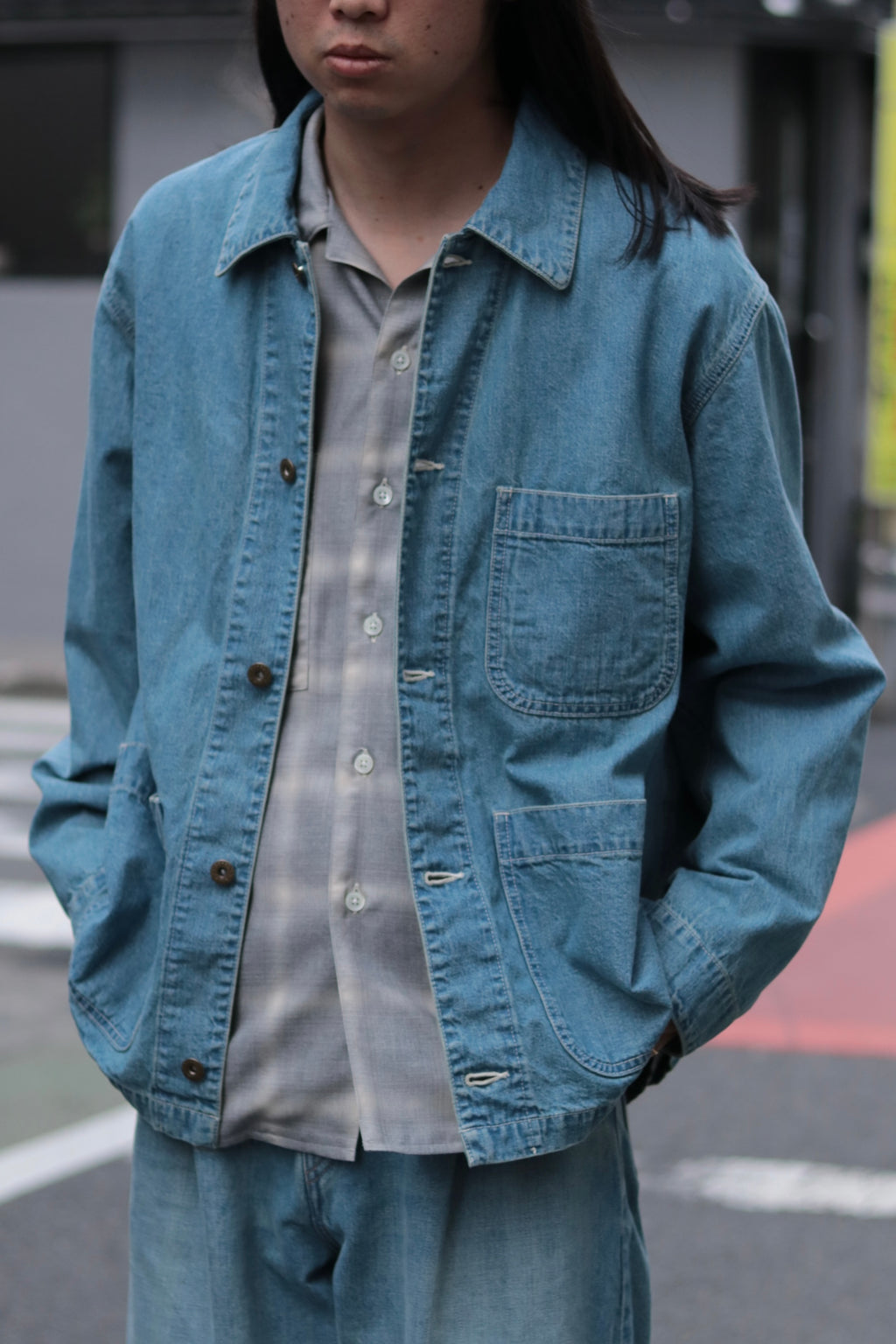superNova. Coverall jacket - 9.5oz denim / Light indigo