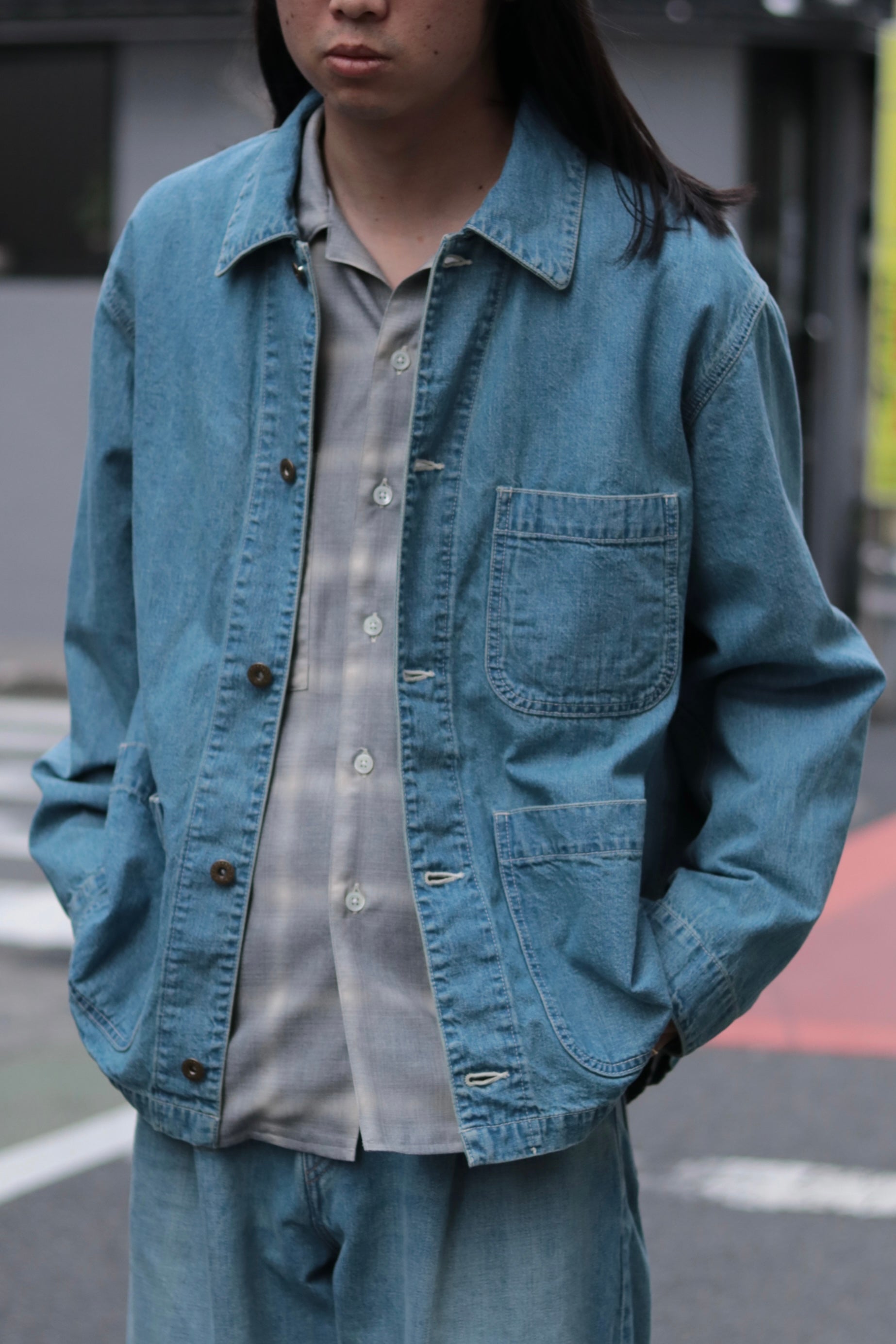 superNova. Coverall jacket - 9.5oz denim / Light indigo