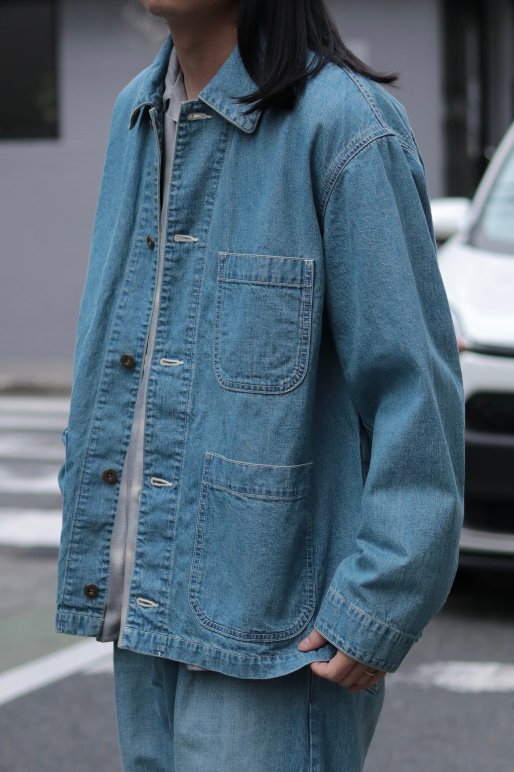 superNova. Coverall jacket - 9.5oz denim / Light indigo