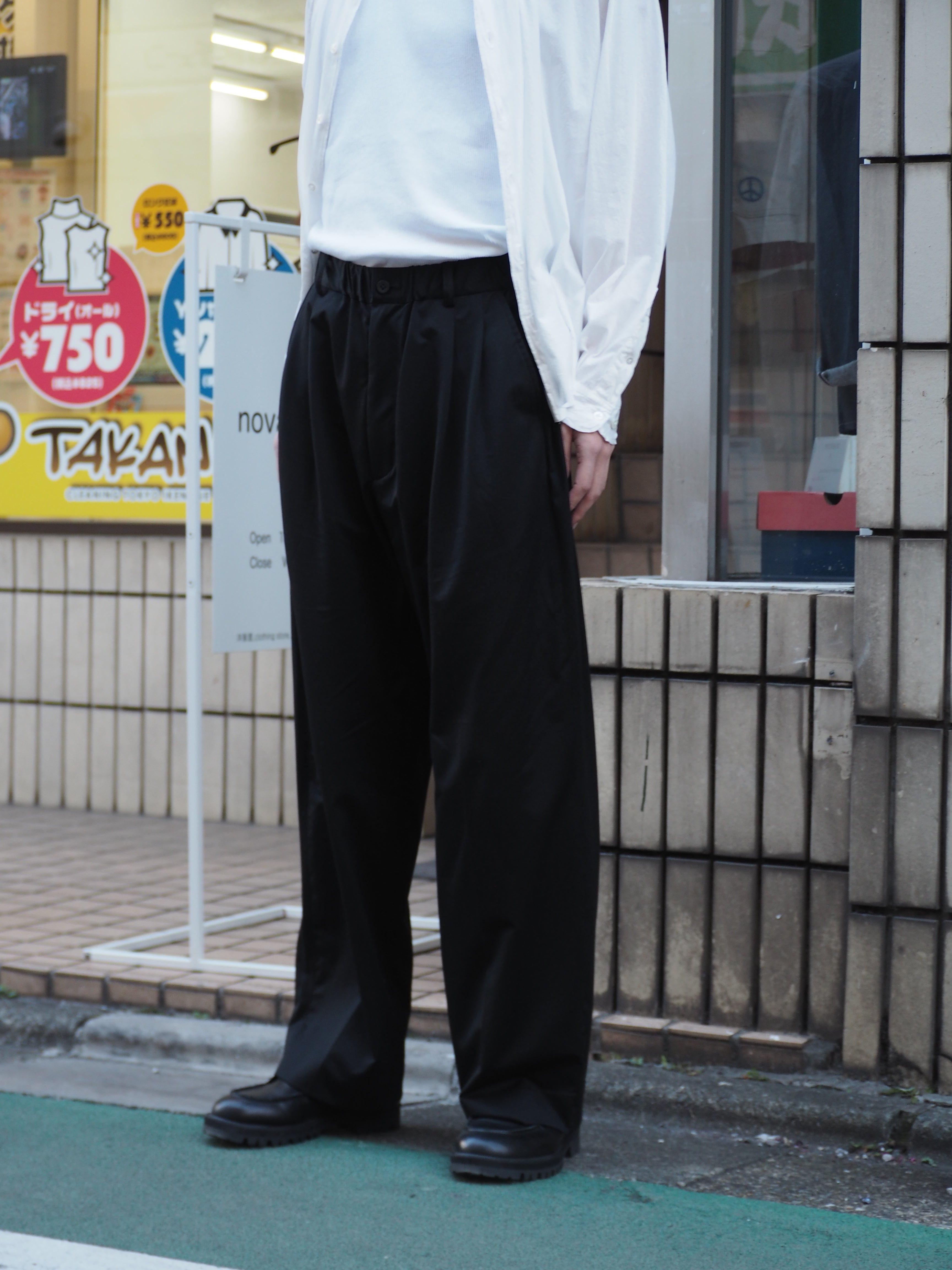 KANEMASA PHIL. 46G Tuck Easy Pants/ BLACK