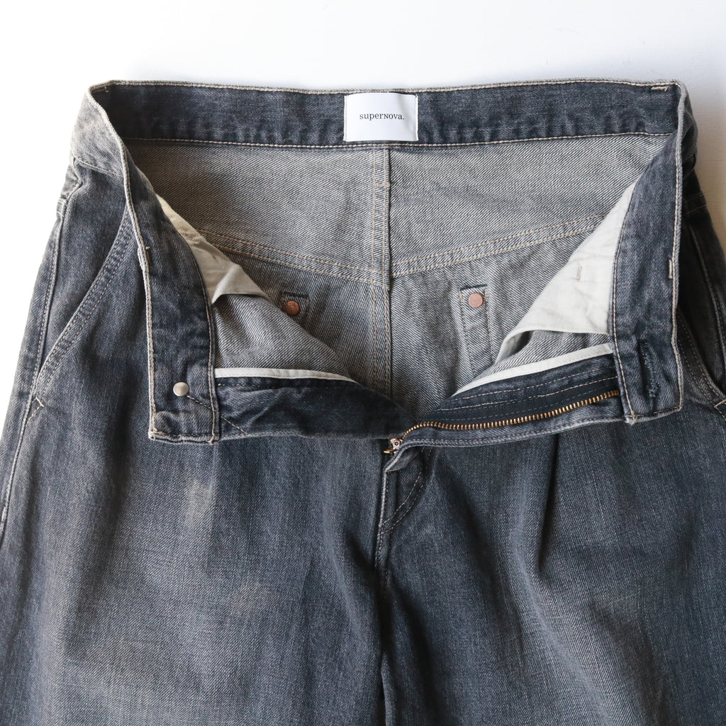 superNova. Wide selvedge jeans - Old vintage wash / Mid black