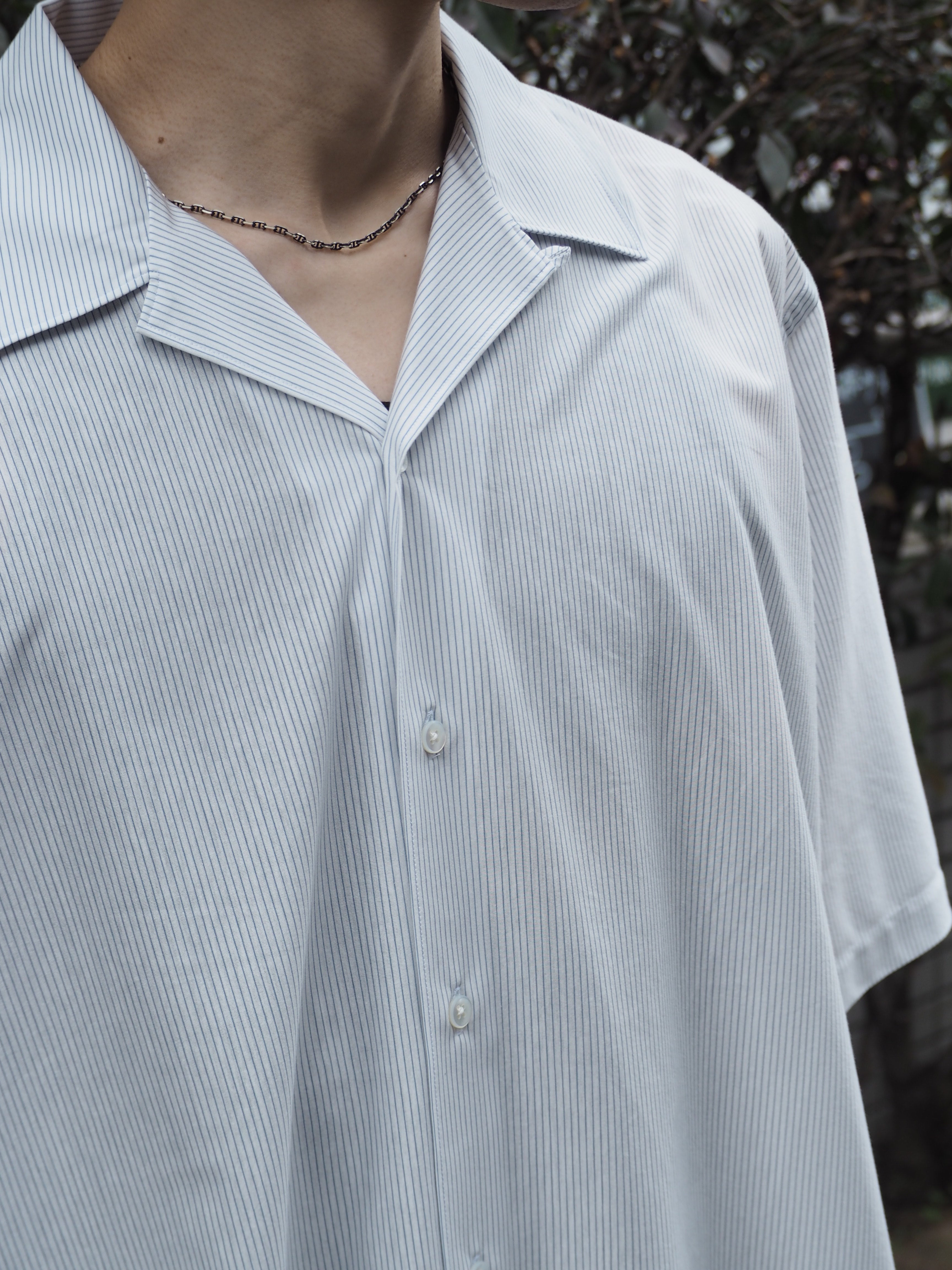 KANEMASA PHIL. 46G Stripe Ether Shirt/ WHITE BLUE