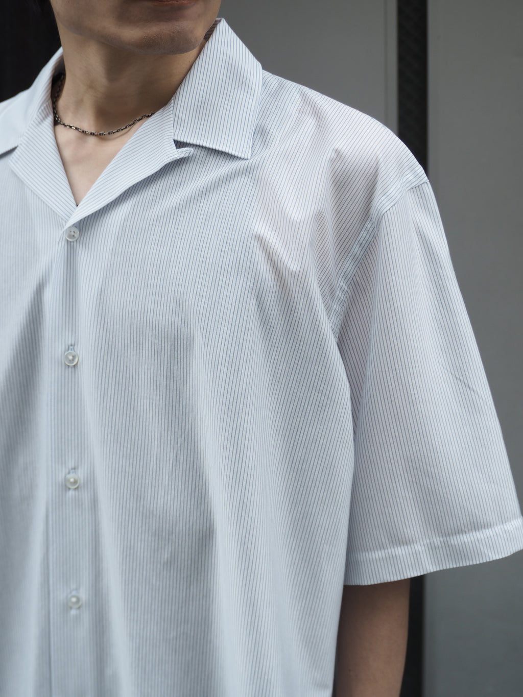 KANEMASA PHIL. 46G Stripe Ether Shirt/ WHITE BLUE