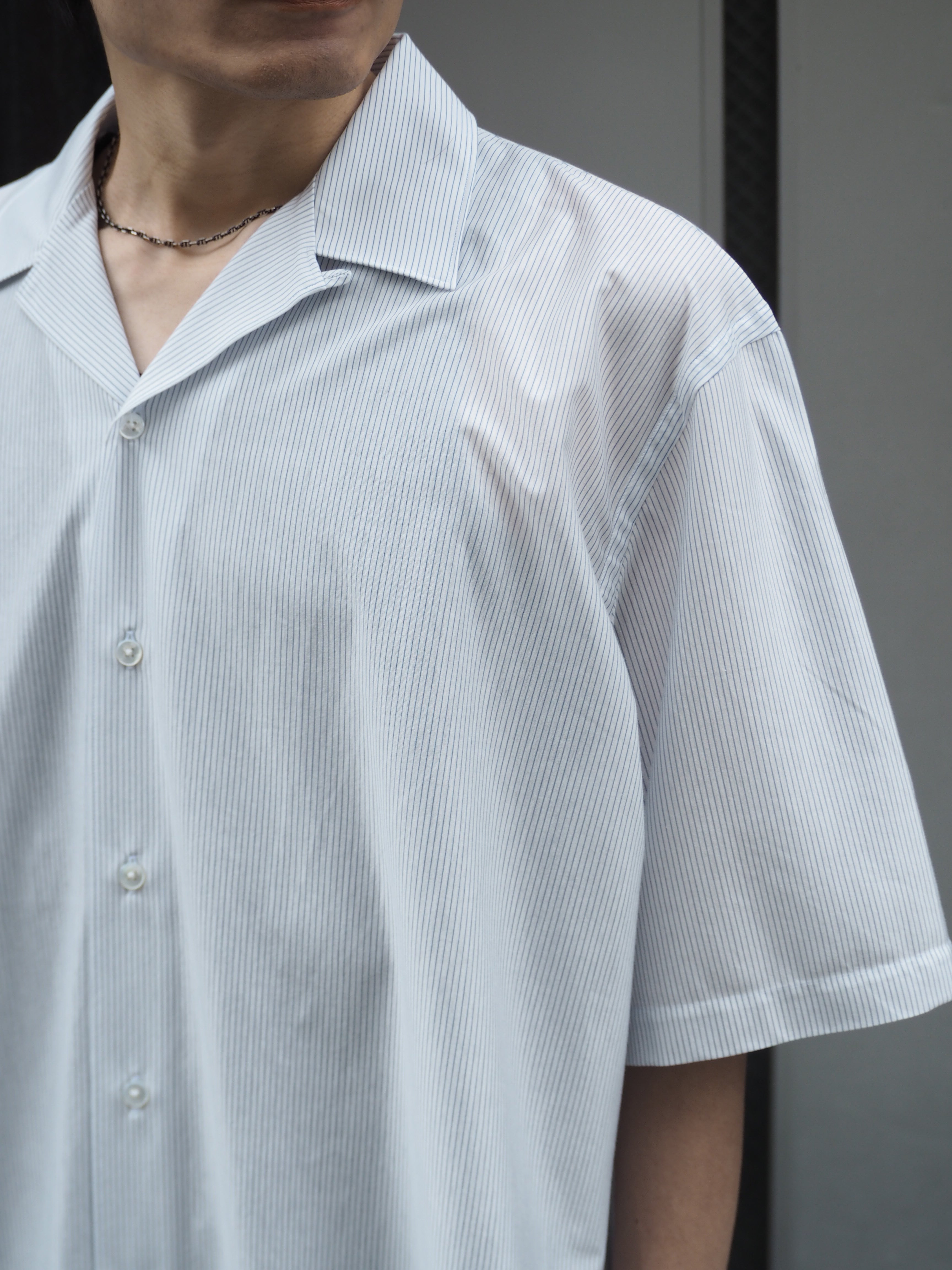 KANEMASA PHIL. 46G Stripe Ether Shirt/ WHITE BLUE