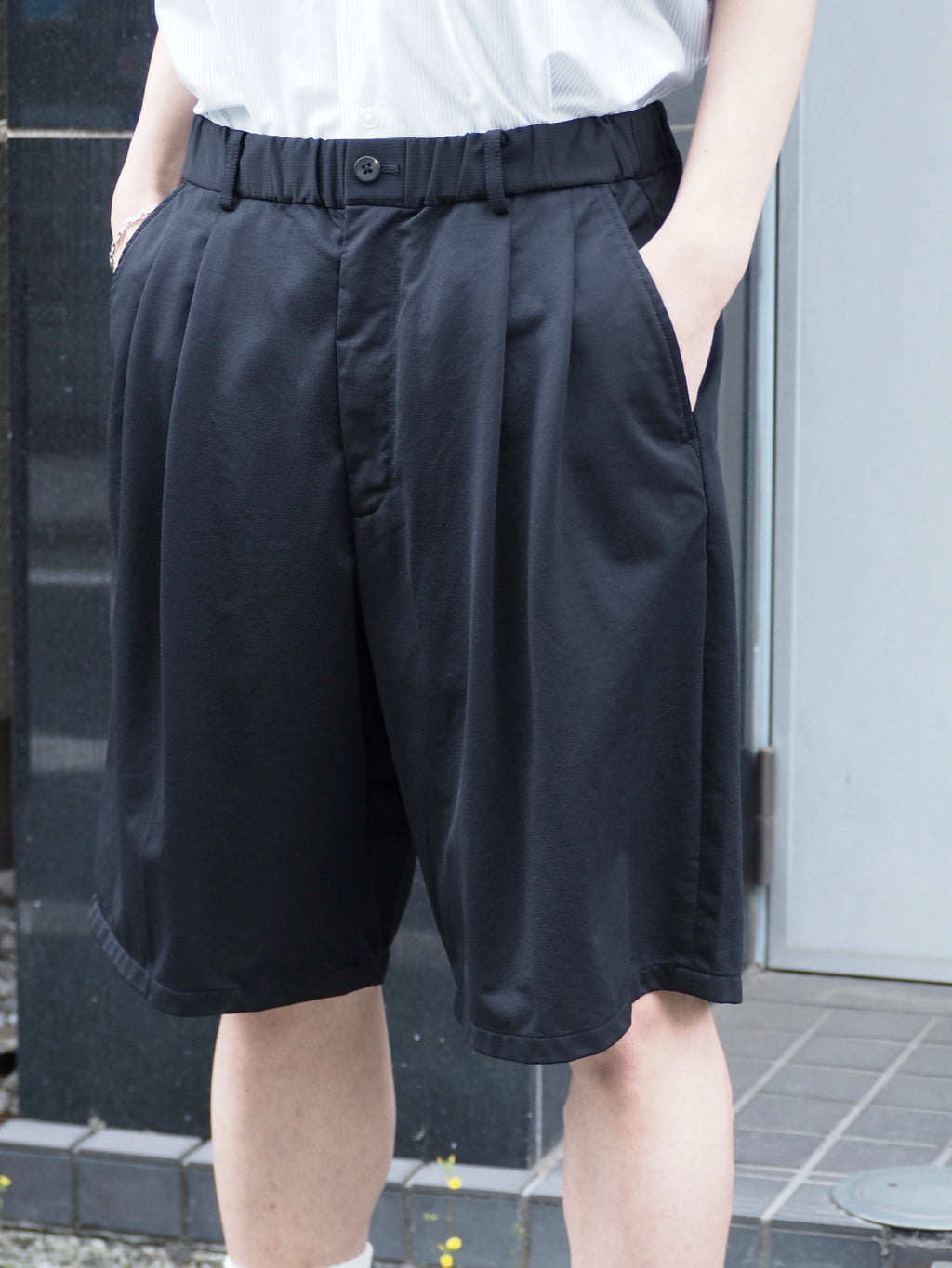 KANEMASA PHIL. 36G Nylon Tuck Easy Shorts/ Black