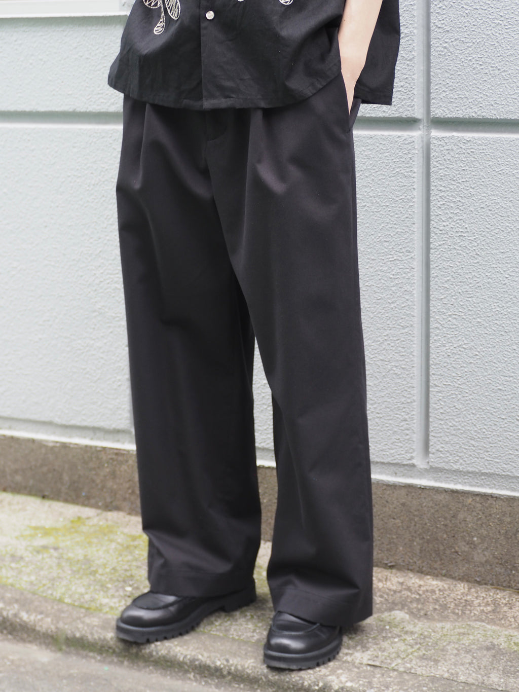 superNova. Wide easy pants - Lyocell chino / Black
