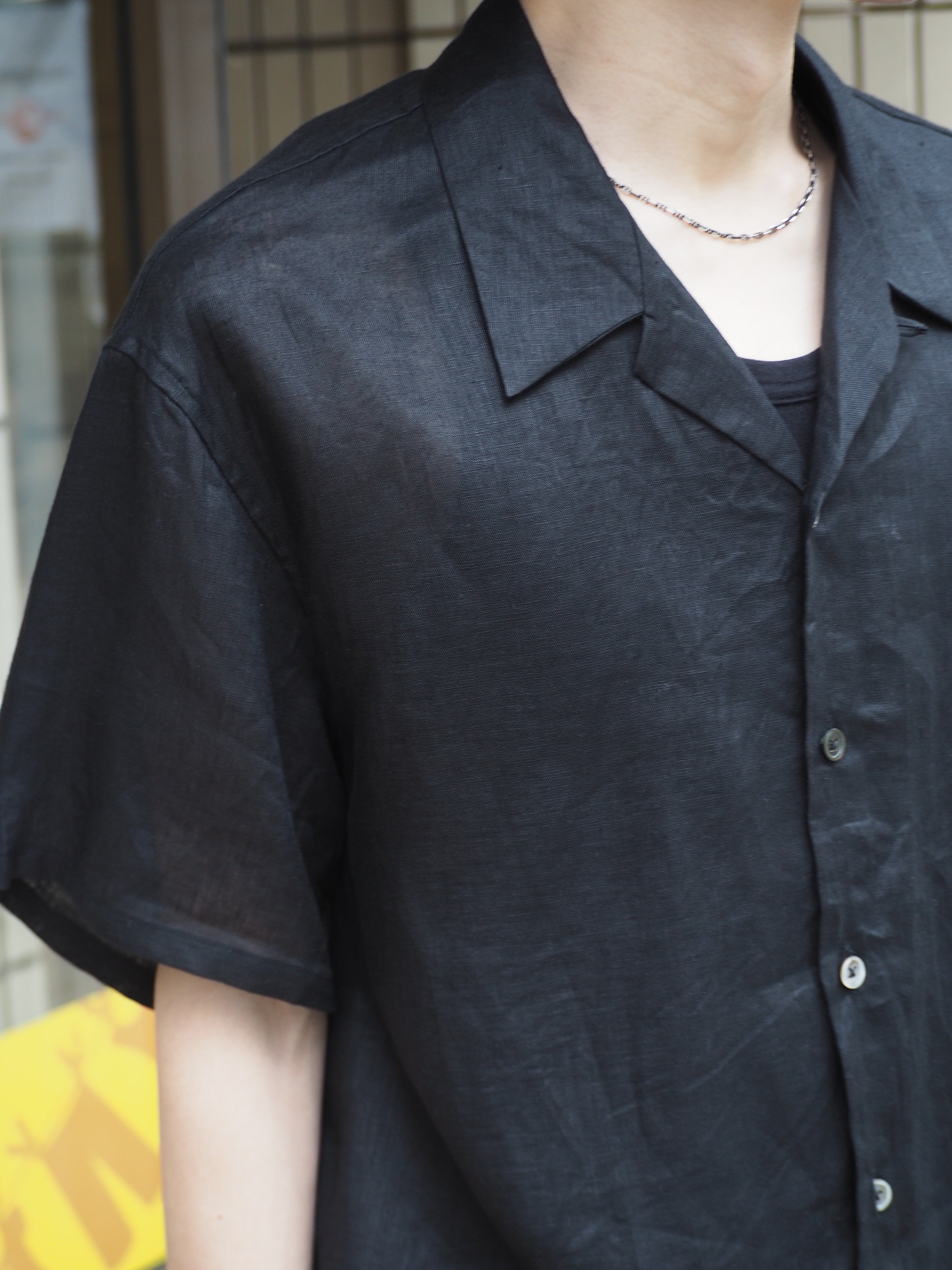 superNova. Aloha shirt - Linen / Black
