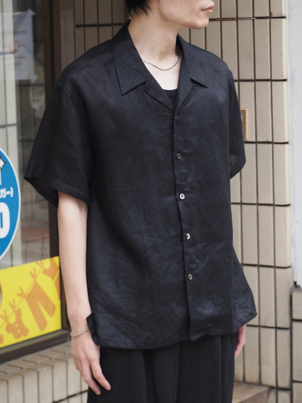 superNova. Aloha shirt - Linen / Black