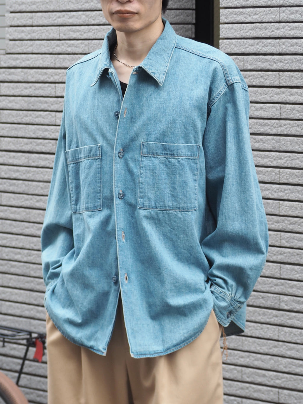 superNova. Denim big shirt - Old vintage wash / Light indigo