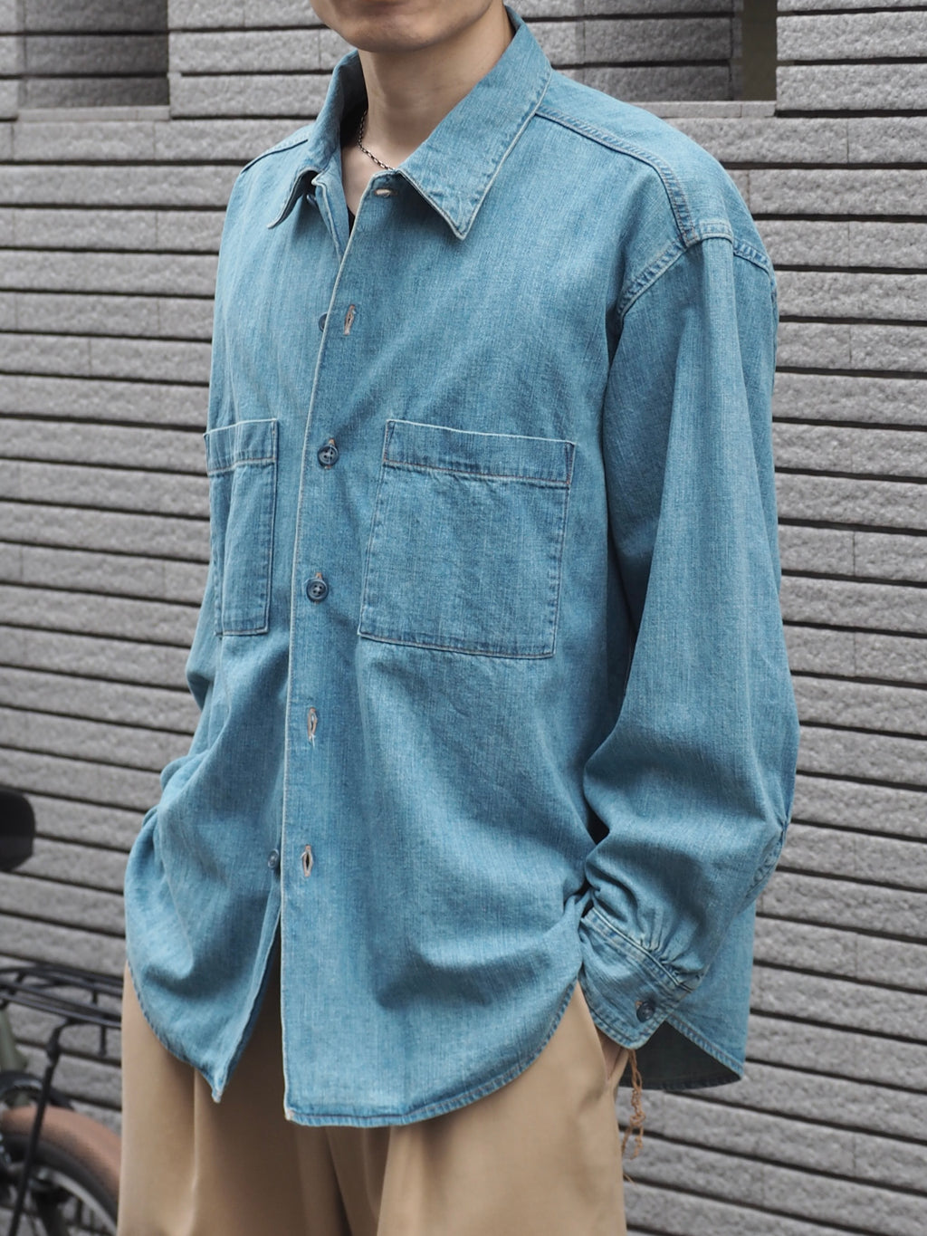 superNova. Denim big shirt - Old vintage wash / Light indigo