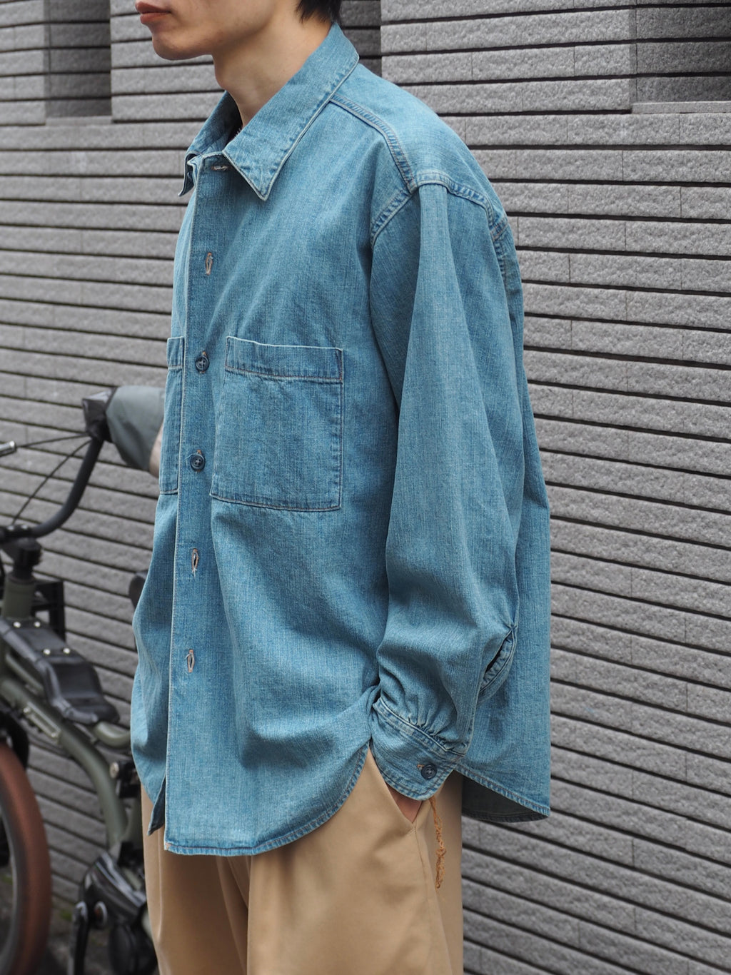 superNova. Denim big shirt - Old vintage wash / Light indigo